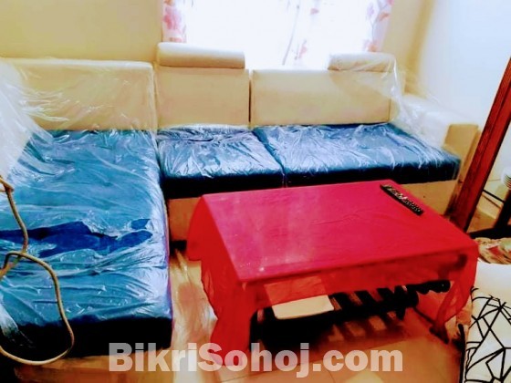 3 Seater SOFA, SOFA COVER AND T TABLE
